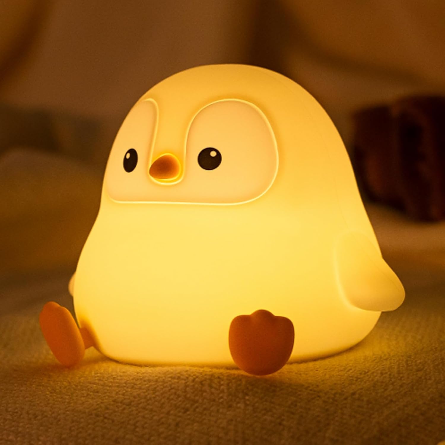 ATSUI Penguin Night Light – Adorable Birthday Gift for Kids and Animal Lovers, Squishy Silicone Lamp with Warm Glow