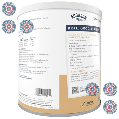 Augason Farms Creamy Wheat Cereal Can – Family-Safe Long-Term Food Storage for Power Outages, 55 Servings