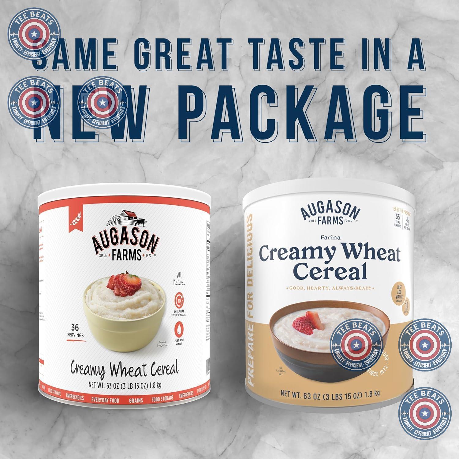 Augason Farms Creamy Wheat Cereal Can – Family-Safe Long-Term Food Storage for Power Outages, 55 Servings
