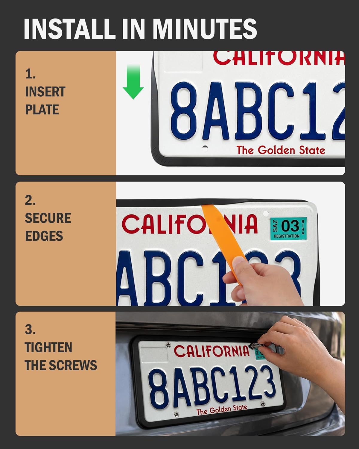 Aujen 2-Pack Silicone License Plate Holders – Housewarming and Birthday Gift for Car Lovers