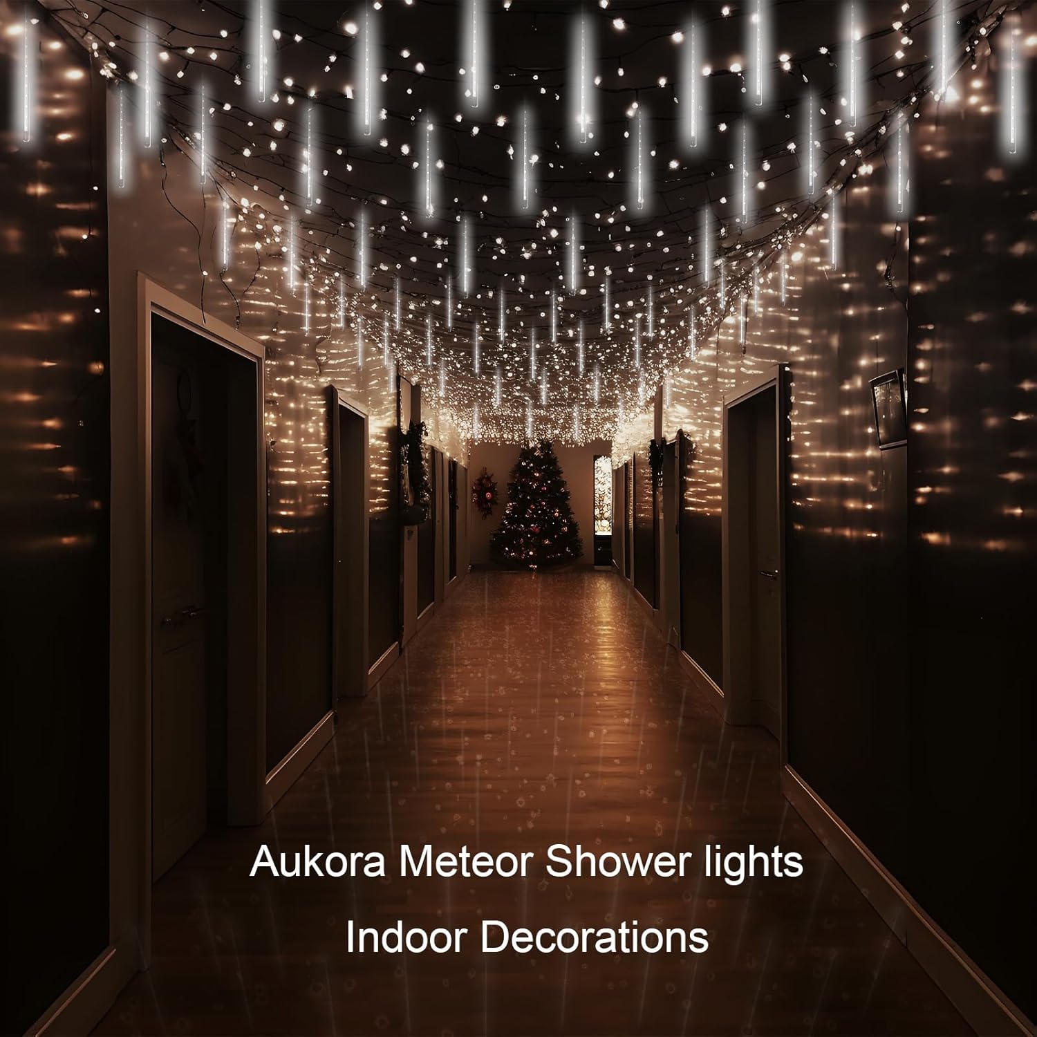 Aukora Premium Meteor Shower Lights 192 LED with Transparent PC Tubes for High End Home and Estate Lighting