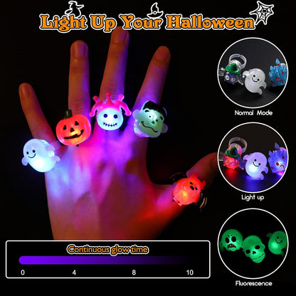 Aurelia Glow 3D Halloween Rings – Portable Light Up Favors for Trick or Treat Walks and Outdoor Halloween Trails