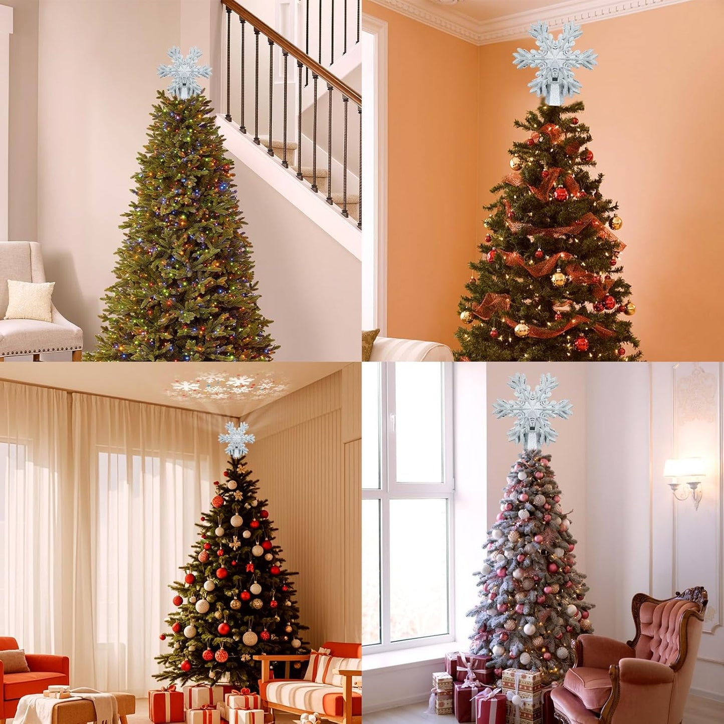 Aurora Glow Snowflake Projector Topper – Stunning Christmas Gift for Mom, Hostess & Holiday Enthusiasts