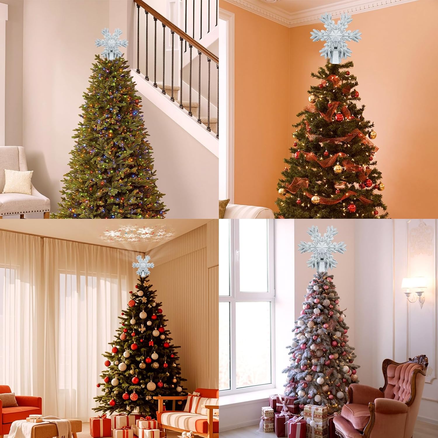 Aurora Glow Snowflake Projector Topper – Stunning Christmas Gift for Mom, Hostess & Holiday Enthusiasts
