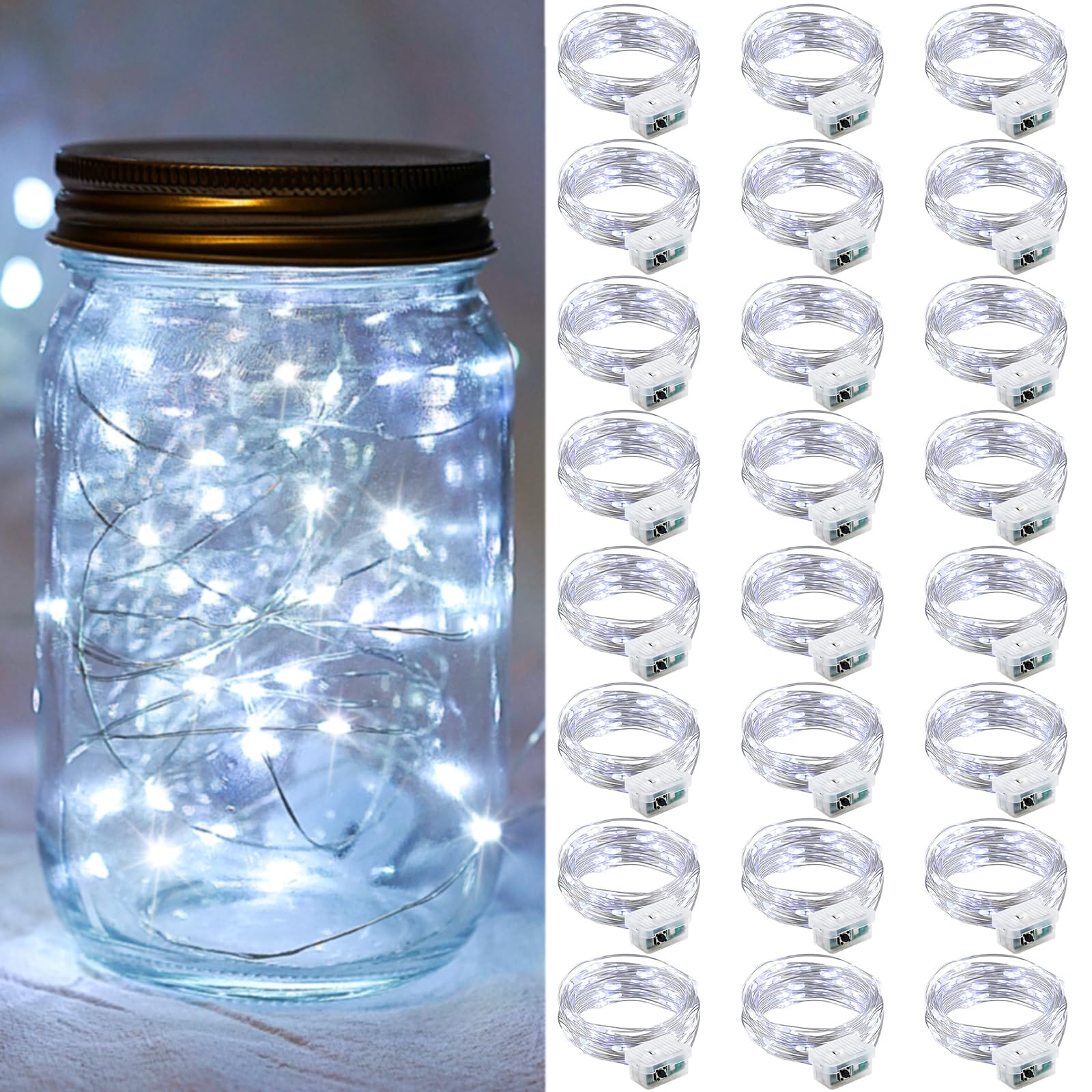 Aurora Glow Waterproof Fairy Lights 7ft Battery Operated for Patio Table Centerpiece and Outdoor Dining Setup