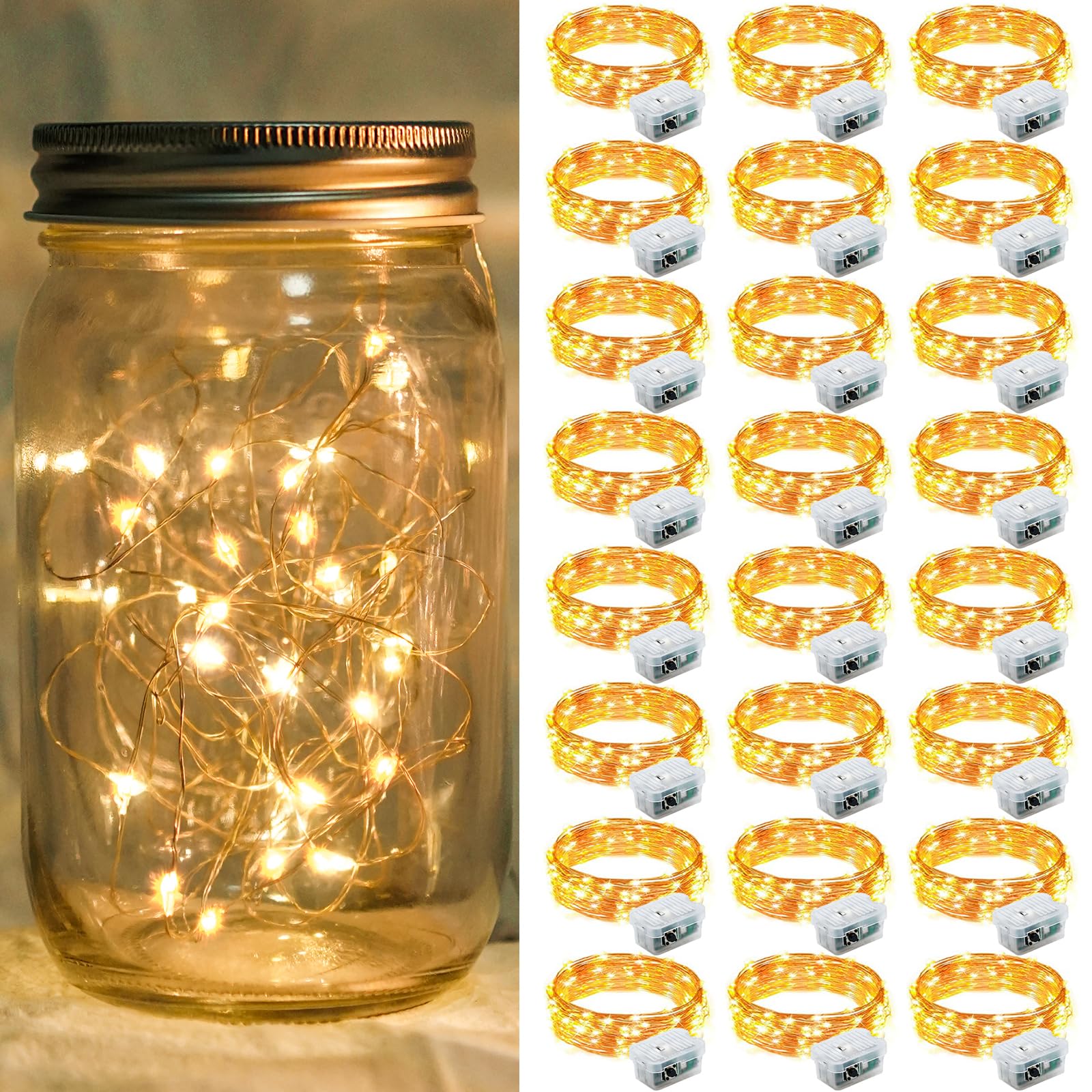 Aurora Glow Waterproof Fairy Lights 7ft Battery Operated for Patio Table Centerpiece and Outdoor Dining Setup