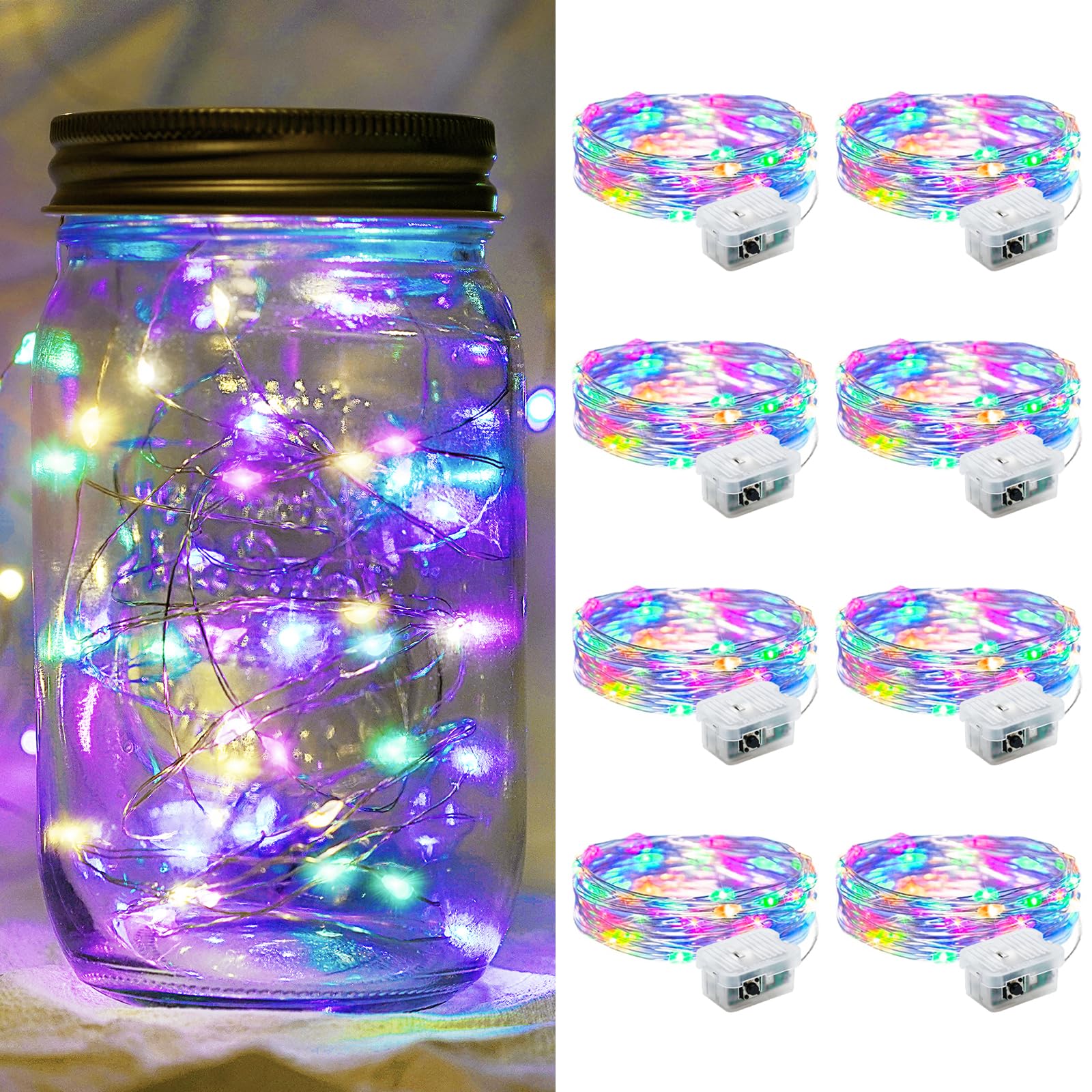 Aurora Glow Waterproof Fairy Lights 7ft Battery Operated for Patio Table Centerpiece and Outdoor Dining Setup