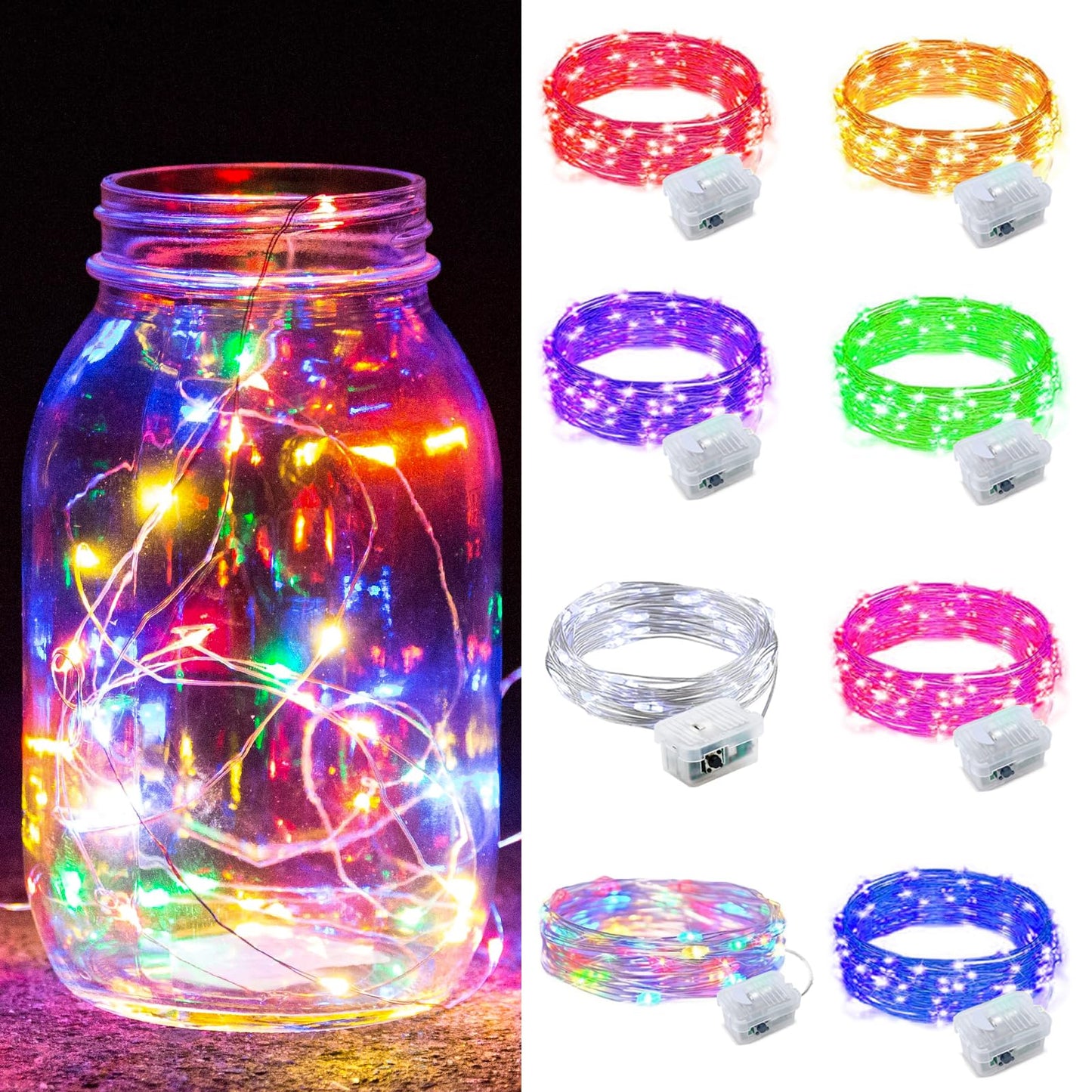 Aurora Glow Waterproof Fairy Lights 7ft Battery Operated for Patio Table Centerpiece and Outdoor Dining Setup