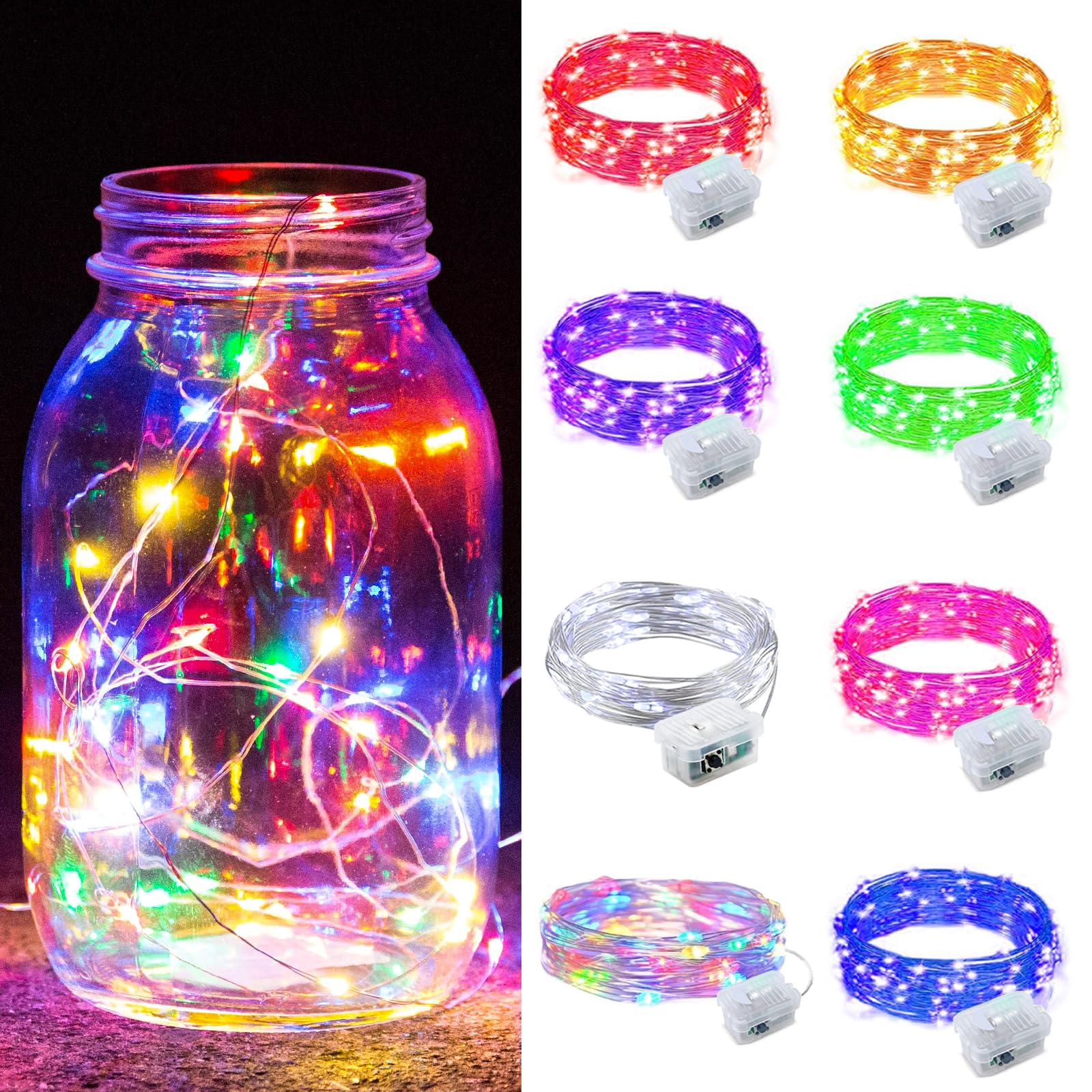 Aurora Glow Waterproof Fairy Lights 7ft Battery Operated for Patio Table Centerpiece and Outdoor Dining Setup