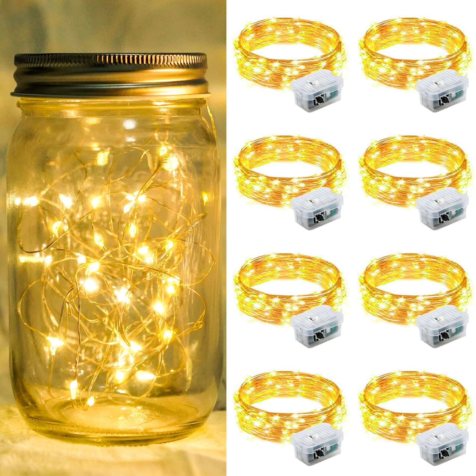 Aurora Glow Waterproof Fairy Lights 7ft Battery Operated for Patio Table Centerpiece and Outdoor Dining Setup