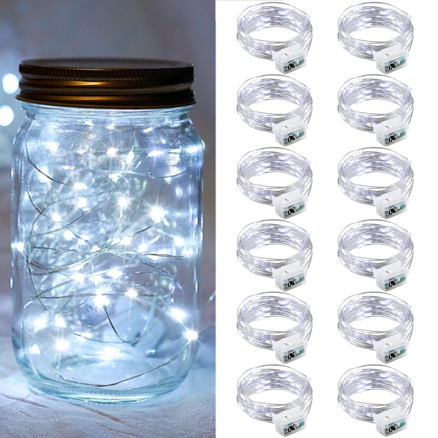 Aurora Glow Waterproof Fairy Lights 7ft Battery Operated for Patio Table Centerpiece and Outdoor Dining Setup