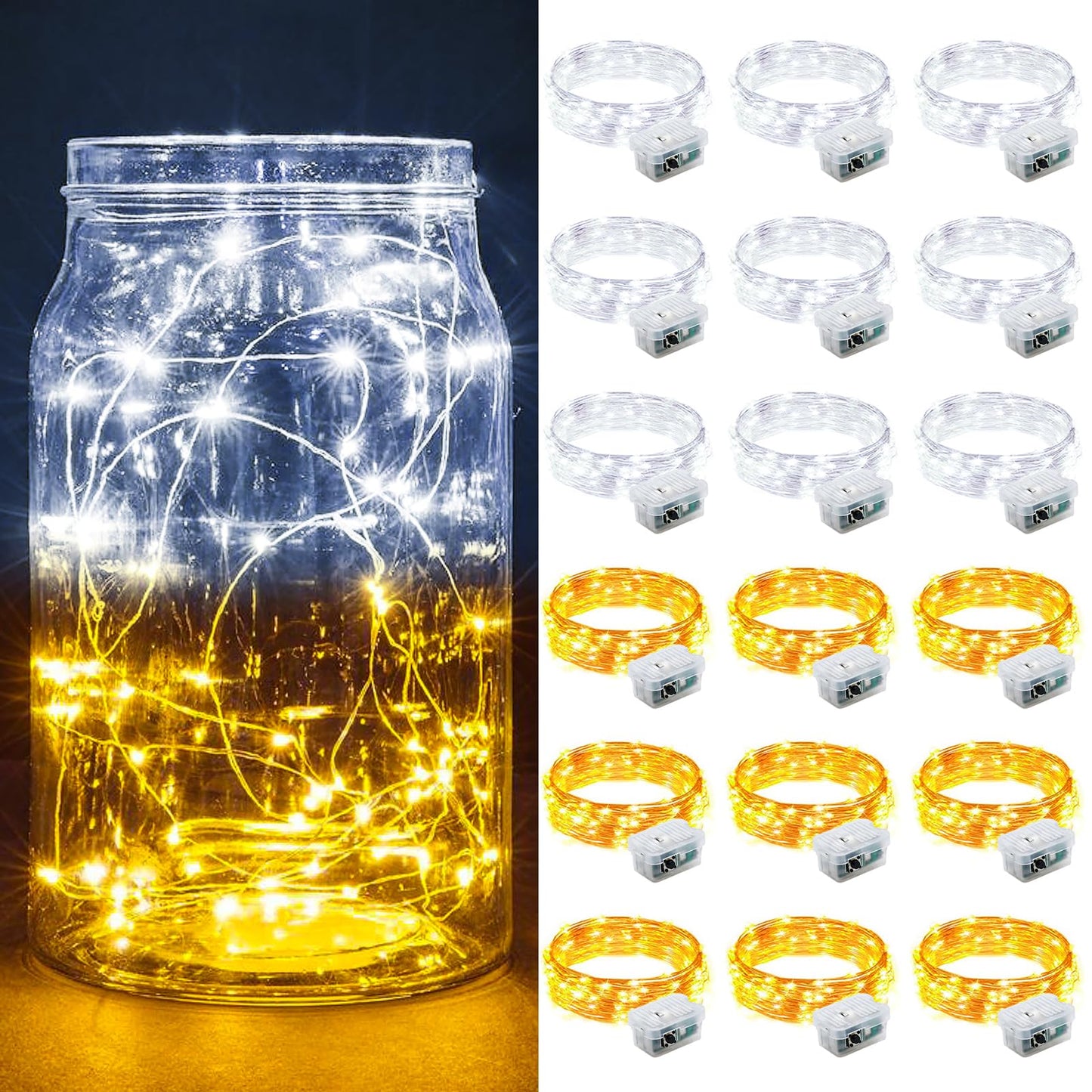 Aurora Glow Waterproof Fairy Lights 7ft Battery Operated for Patio Table Centerpiece and Outdoor Dining Setup