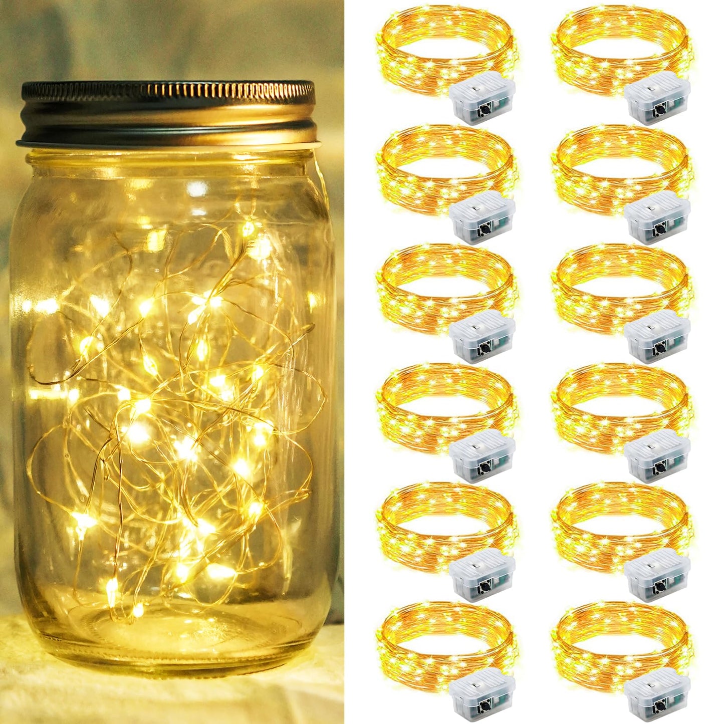Aurora Glow Waterproof Fairy Lights 7ft Battery Operated for Patio Table Centerpiece and Outdoor Dining Setup