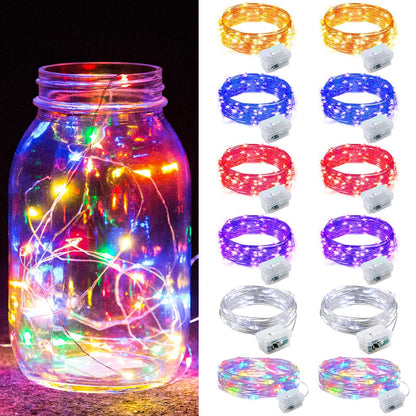 Aurora Glow Waterproof Fairy Lights 7ft Battery Operated for Patio Table Centerpiece and Outdoor Dining Setup