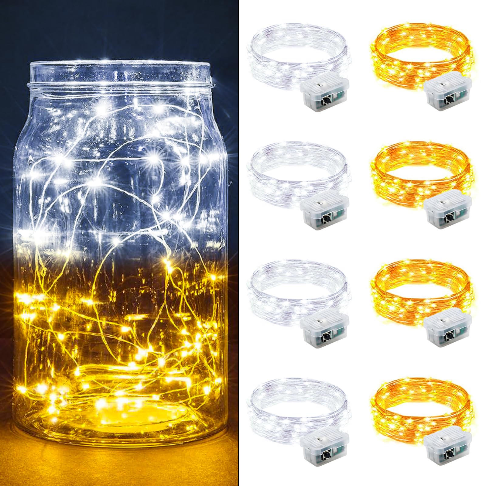 Aurora Glow Waterproof Fairy Lights 7ft Battery Operated for Patio Table Centerpiece and Outdoor Dining Setup