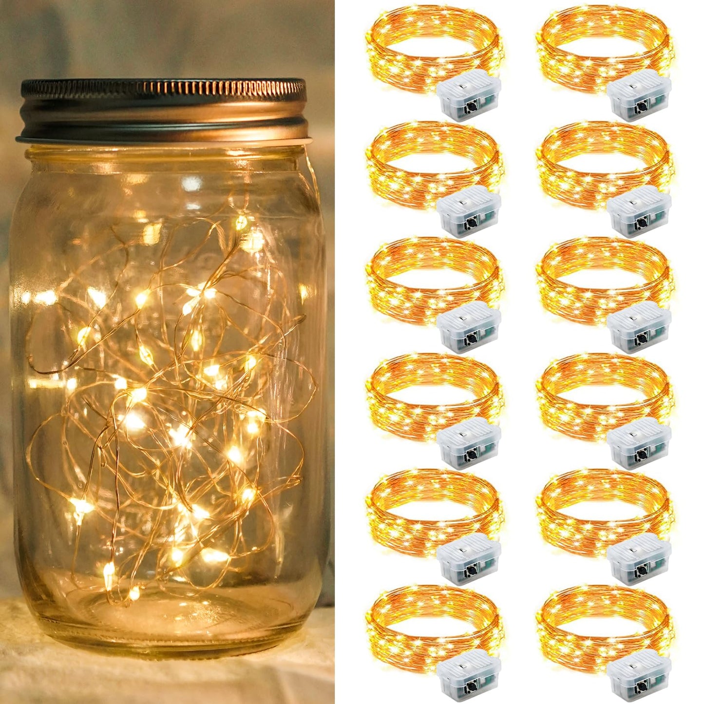 Aurora Glow Waterproof Fairy Lights 7ft Battery Operated for Patio Table Centerpiece and Outdoor Dining Setup