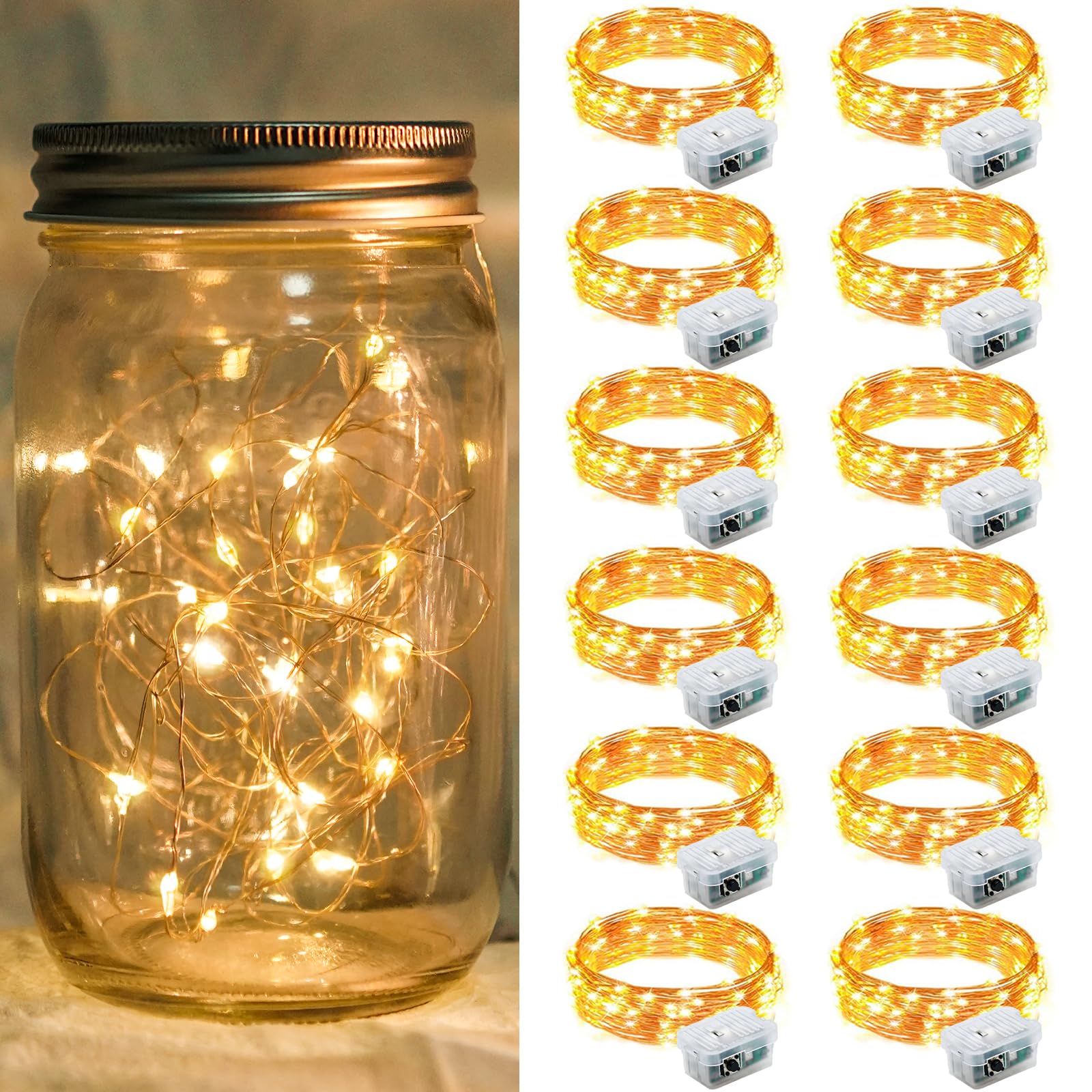 Aurora Glow Waterproof Fairy Lights 7ft Battery Operated for Patio Table Centerpiece and Outdoor Dining Setup