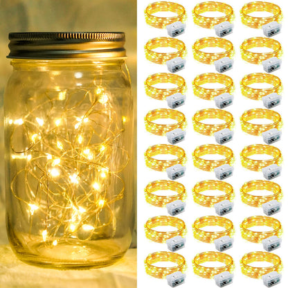 Aurora Glow Waterproof Fairy Lights 7ft Battery Operated for Patio Table Centerpiece and Outdoor Dining Setup