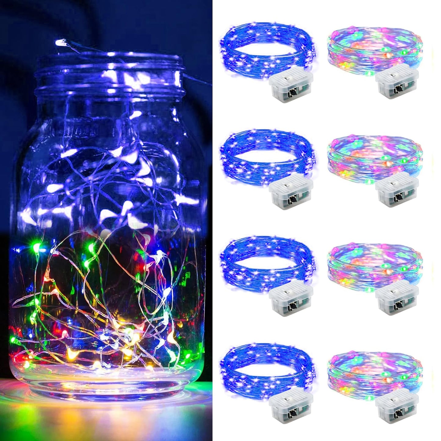 Aurora Glow Waterproof Fairy Lights 7ft Battery Operated for Patio Table Centerpiece and Outdoor Dining Setup
