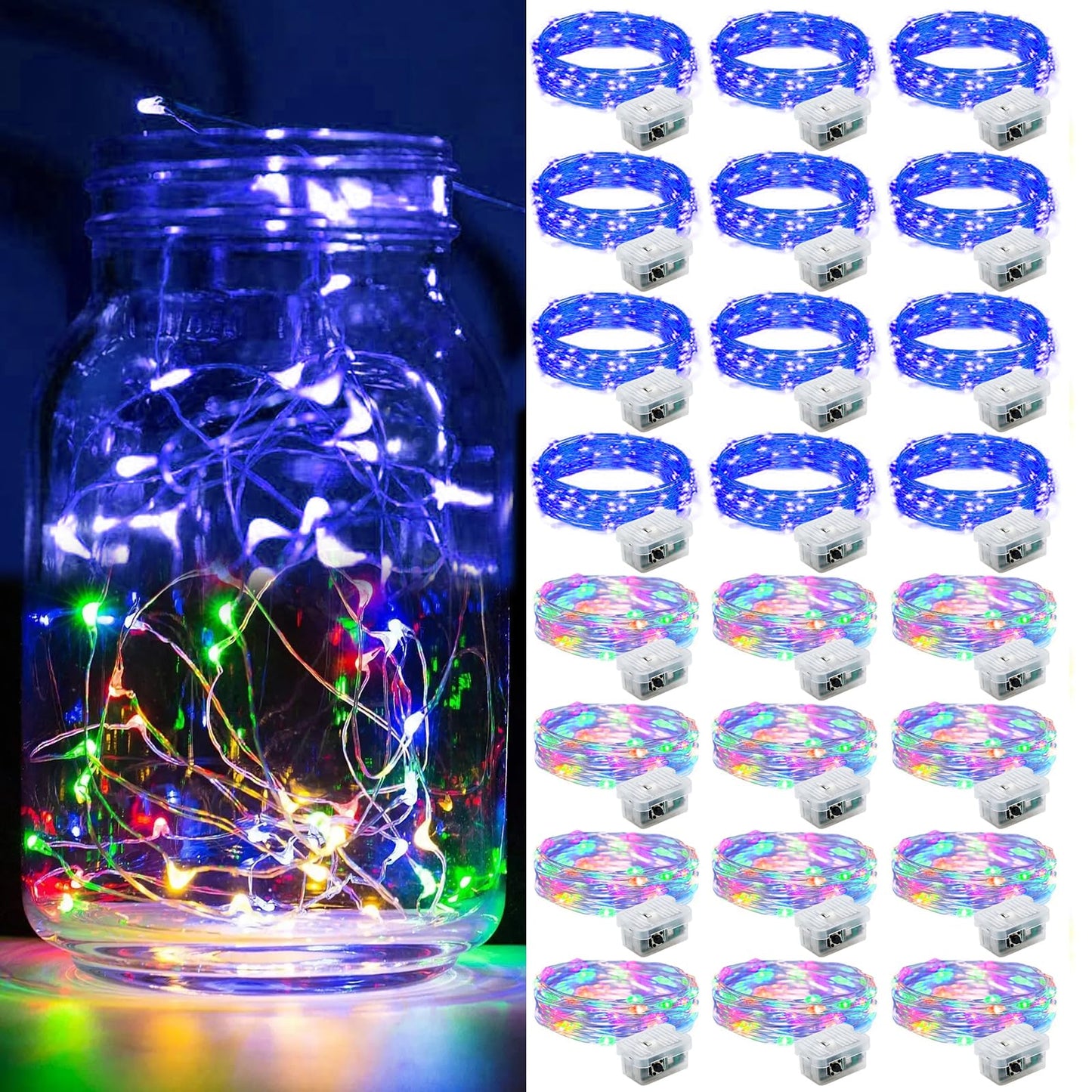 Aurora Glow Waterproof Fairy Lights 7ft Battery Operated for Patio Table Centerpiece and Outdoor Dining Setup