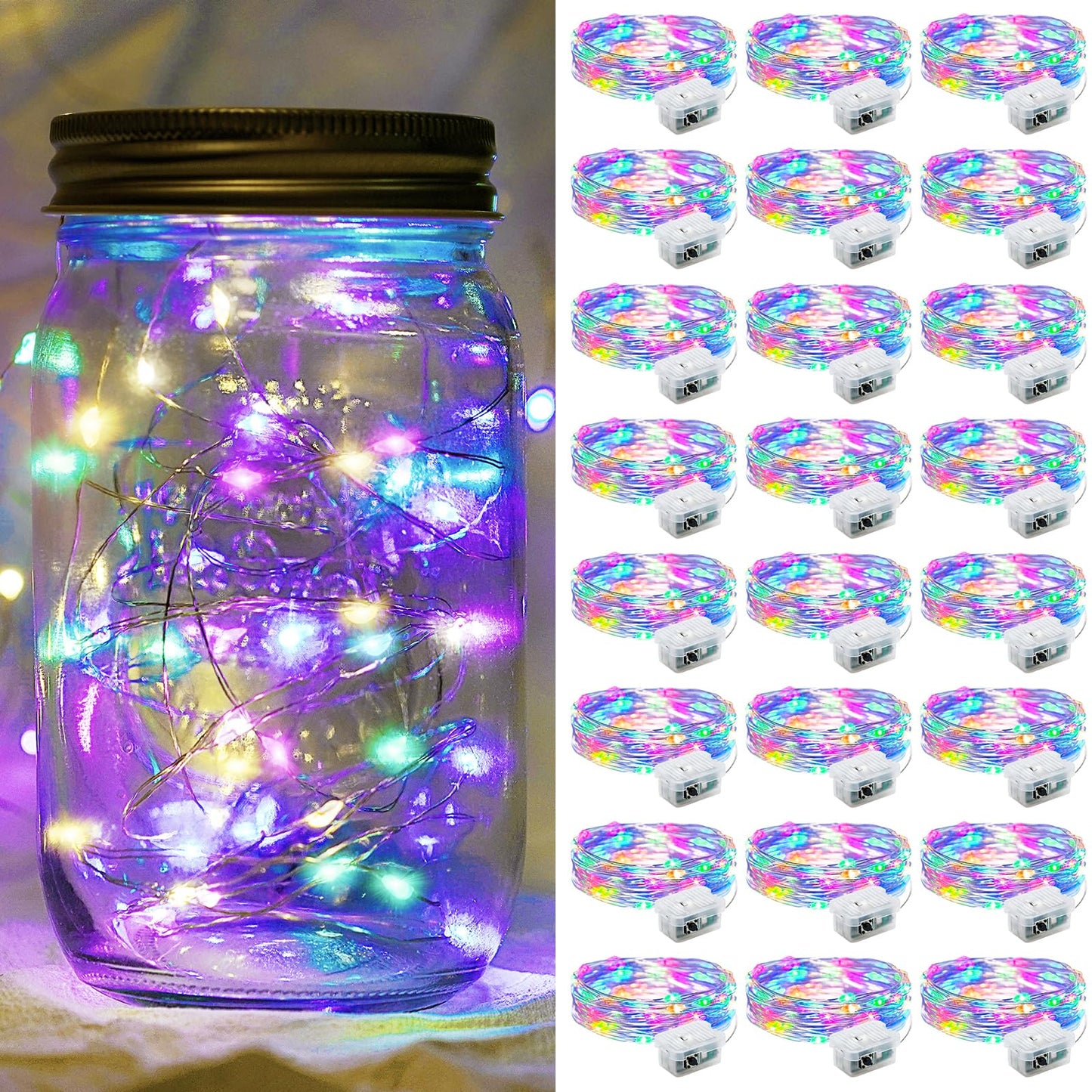 Aurora Glow Waterproof Fairy Lights 7ft Battery Operated for Patio Table Centerpiece and Outdoor Dining Setup