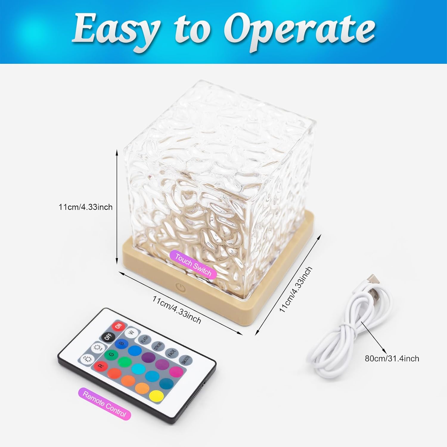 AuroraLume Compact Cube Night Light – Minimalist Ambient Light for Uncluttered Bedrooms and Shelves