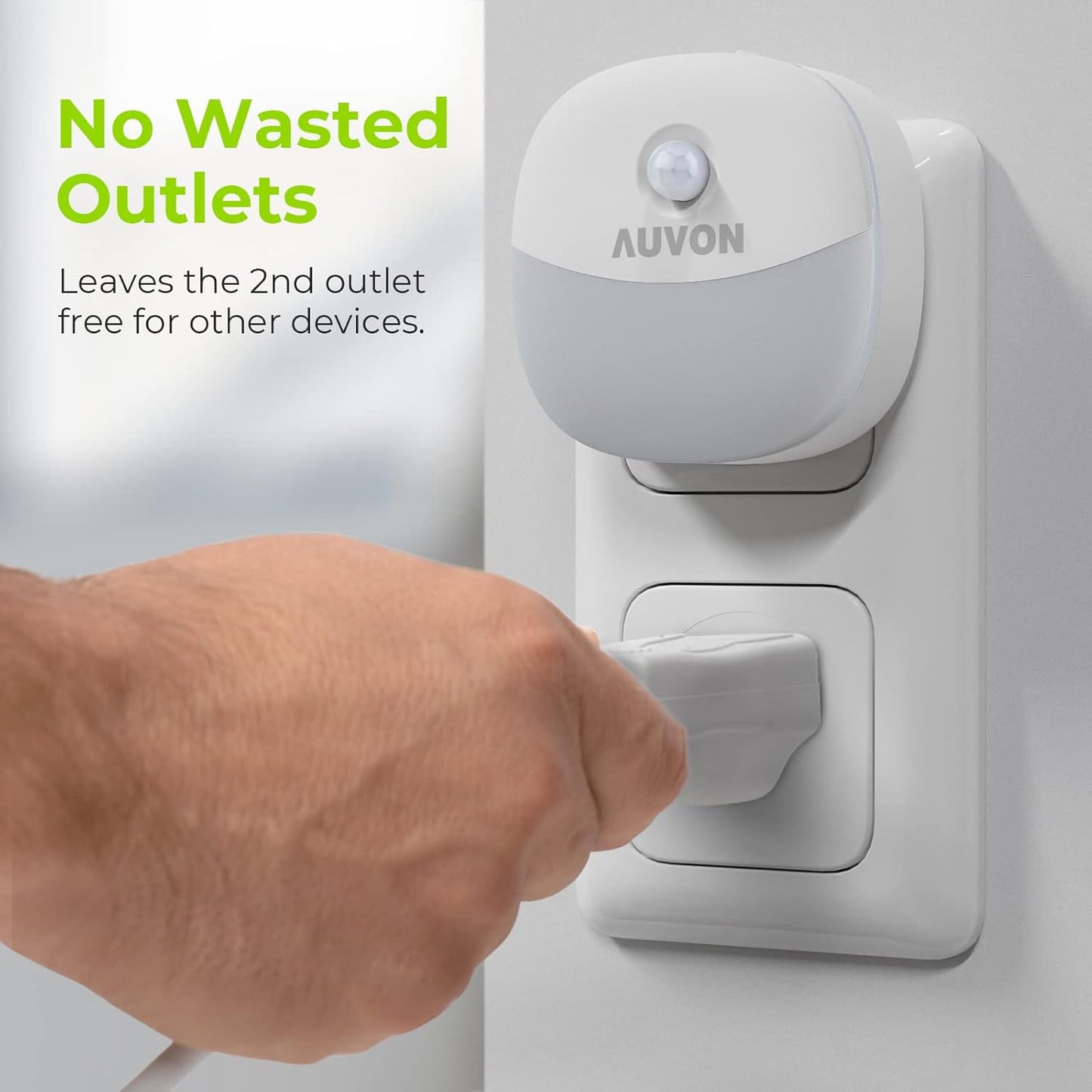 AUVON Mini Night Light – Compact Side Outlet Design for Clean, Uncluttered Walls in Small Apartments