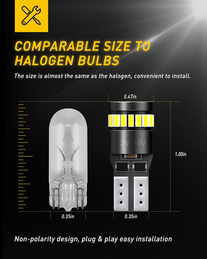 AUXITO 194 LED Bulbs for Car Enthusiast Gift, Premium 6000K White Upgrade Kit for Birthday and Holiday Present for Him, Pack of 2