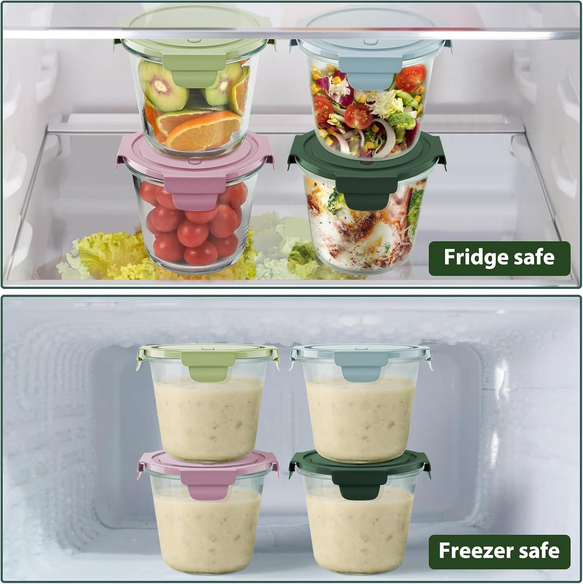 available in 16oz, 20oz, and 23oz round sizes in 4-pack sets to match different portion needs