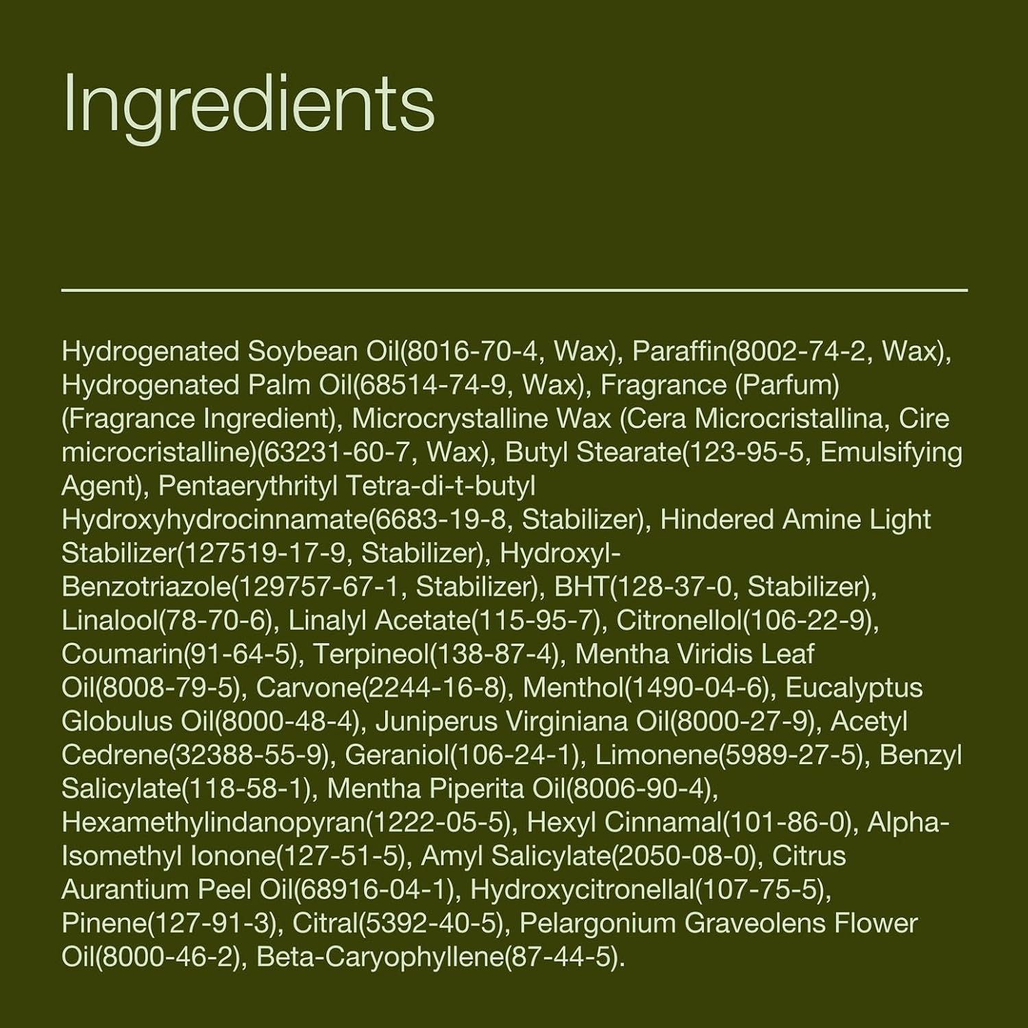 available in 17+ scent profiles (eucalyptus spearmint, japanese cherry blossom, mahogany teakwood, black cherry merlot, strawberry pound cake, champagne toast, moonlit goddess, pistachio milk & honey, and more) in single or 2-packs