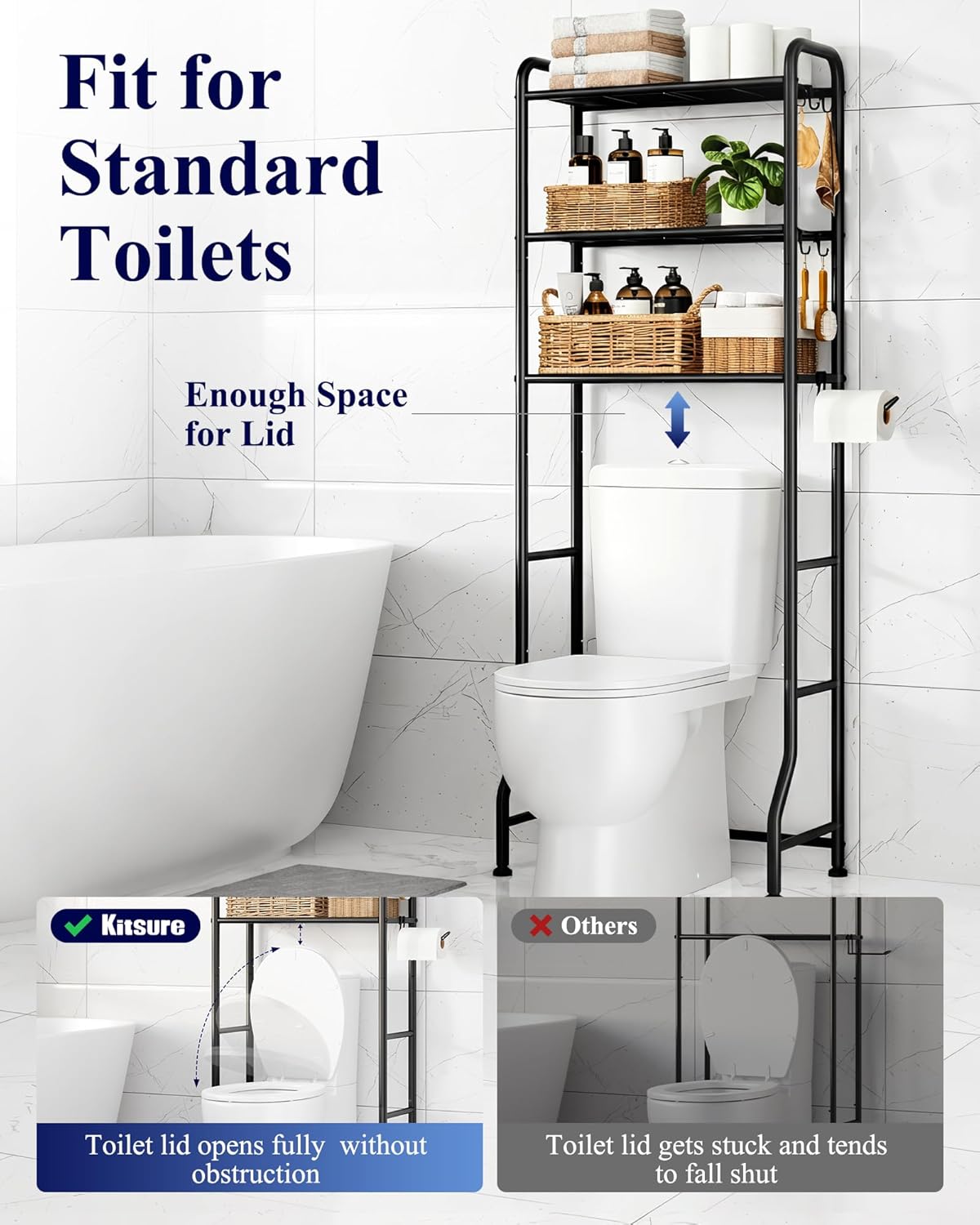 available in 5 finishes (black, white, grey, silver, chrome) and a taller 4-tier 74.2" size