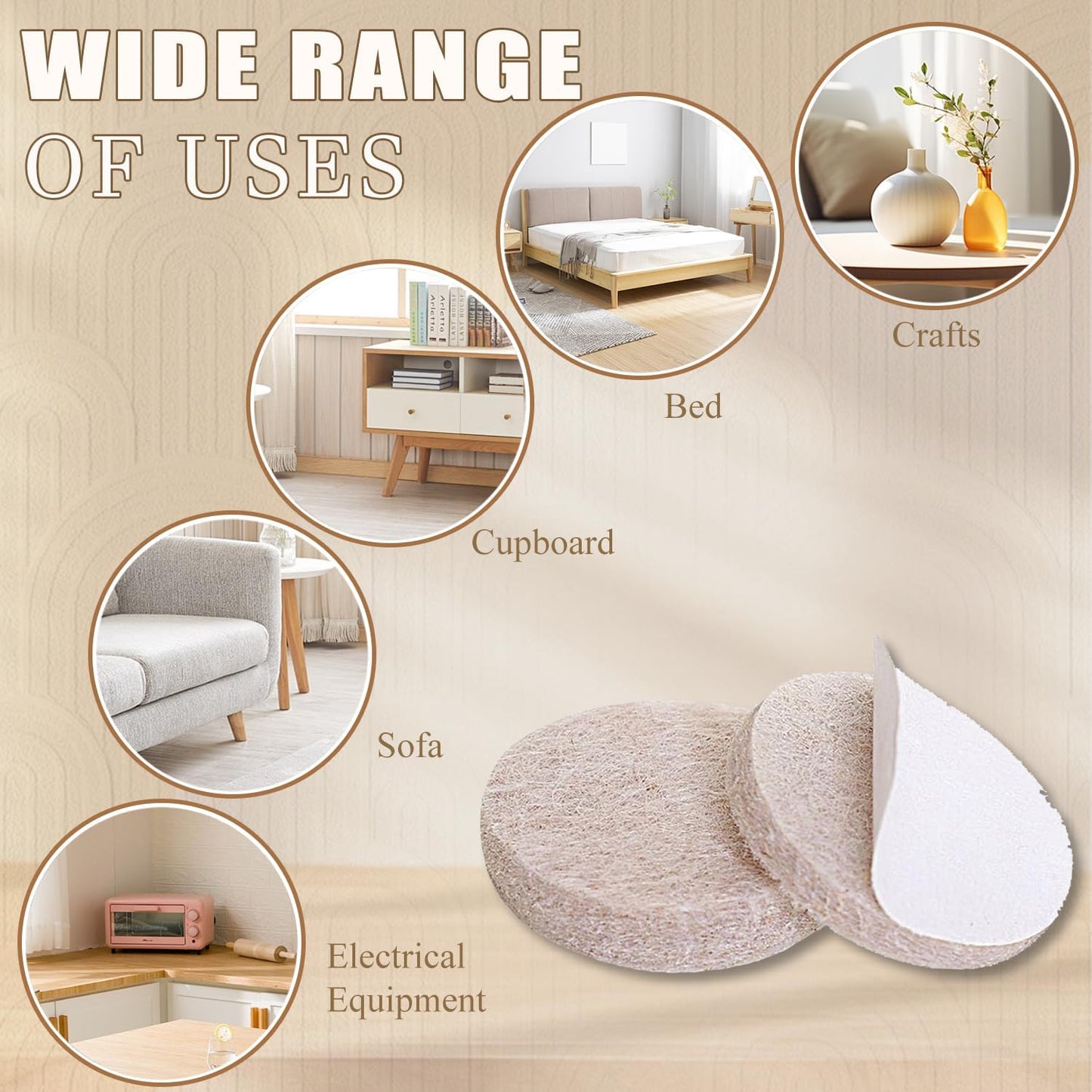 available in beige, brown, and black colors to match common wood tones and dark metal legs