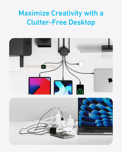 available in black and white finishes to match light or dark desk aesthetics