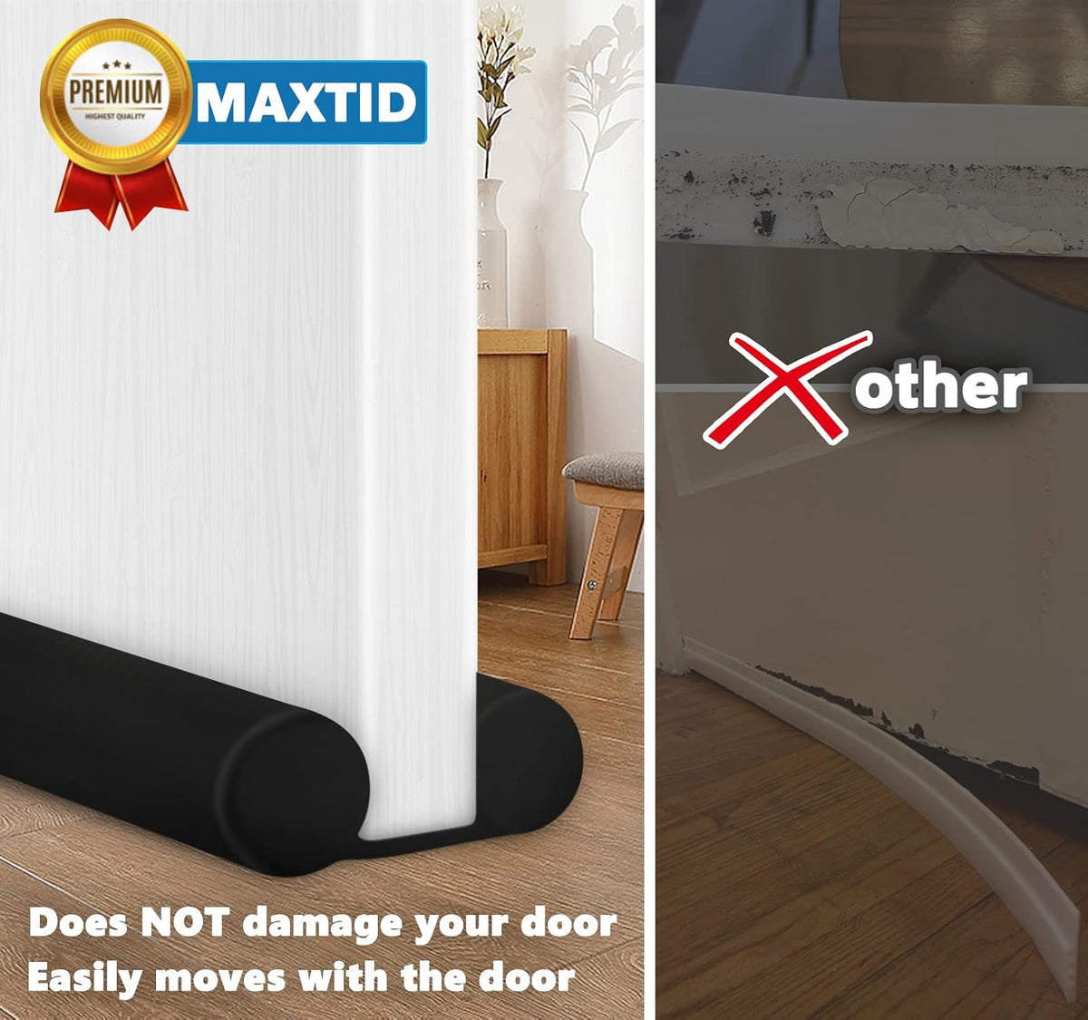 available in four color variants — black, gray, brown, white — to match door/trim