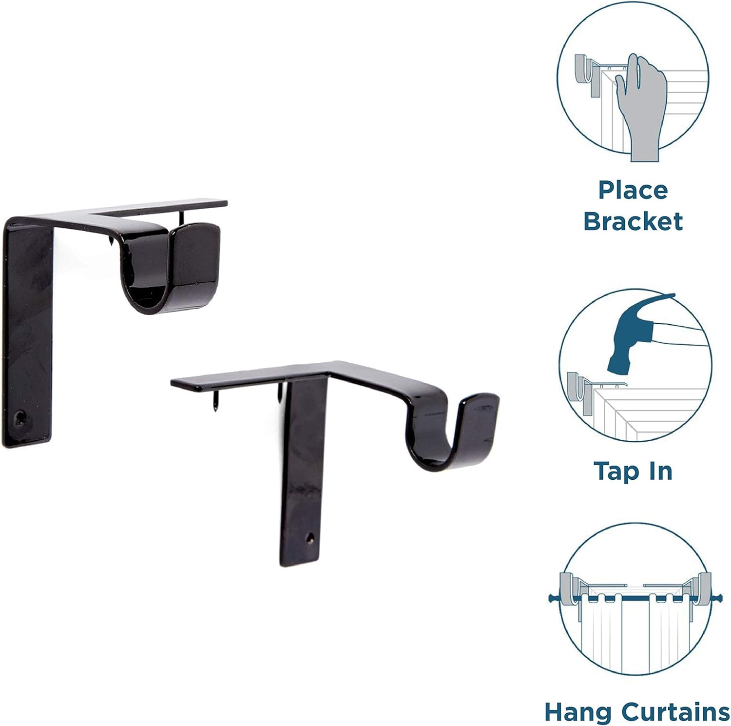 available in two rod sizes (1 inch and 5/8 inch) to fit standard curtain rods