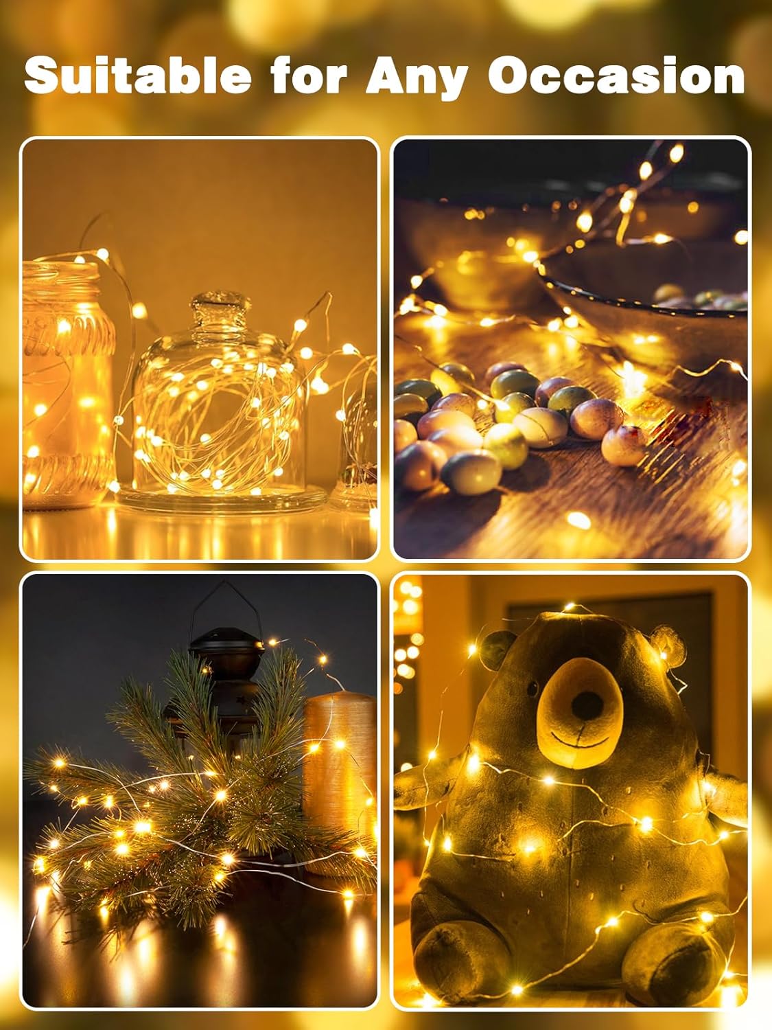 Avaspark Thin Copper Wire Fairy Lights 3-Pack 78FT – Understated Accent Lighting for Minimalist Bedrooms and Neutral Interiors