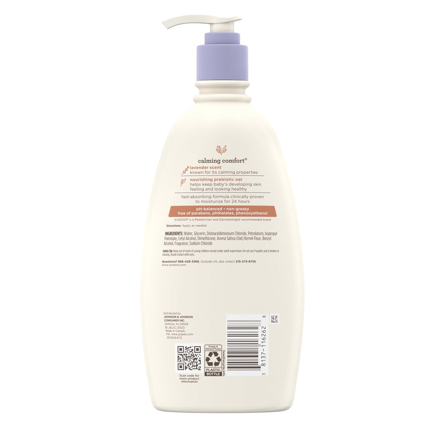 Aveeno Baby Calming Comfort Lotion – Pediatrician-Recommended Lotion for Kids' Bedtime Massage and Sensitive Skin Care