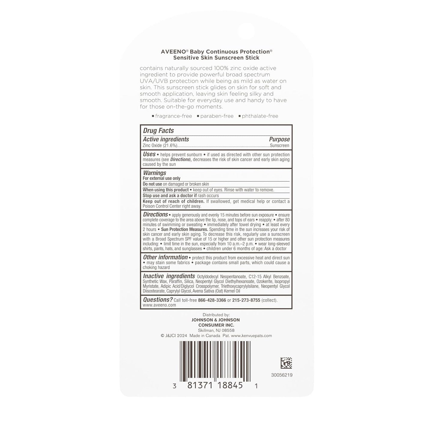Aveeno Baby Continuous Protection Mineral Sunscreen Stick for Sensitive Skin – Gentle SPF 50 Sun Care for Infants and Toddlers at the Beach, Park, and Backyard Playdates