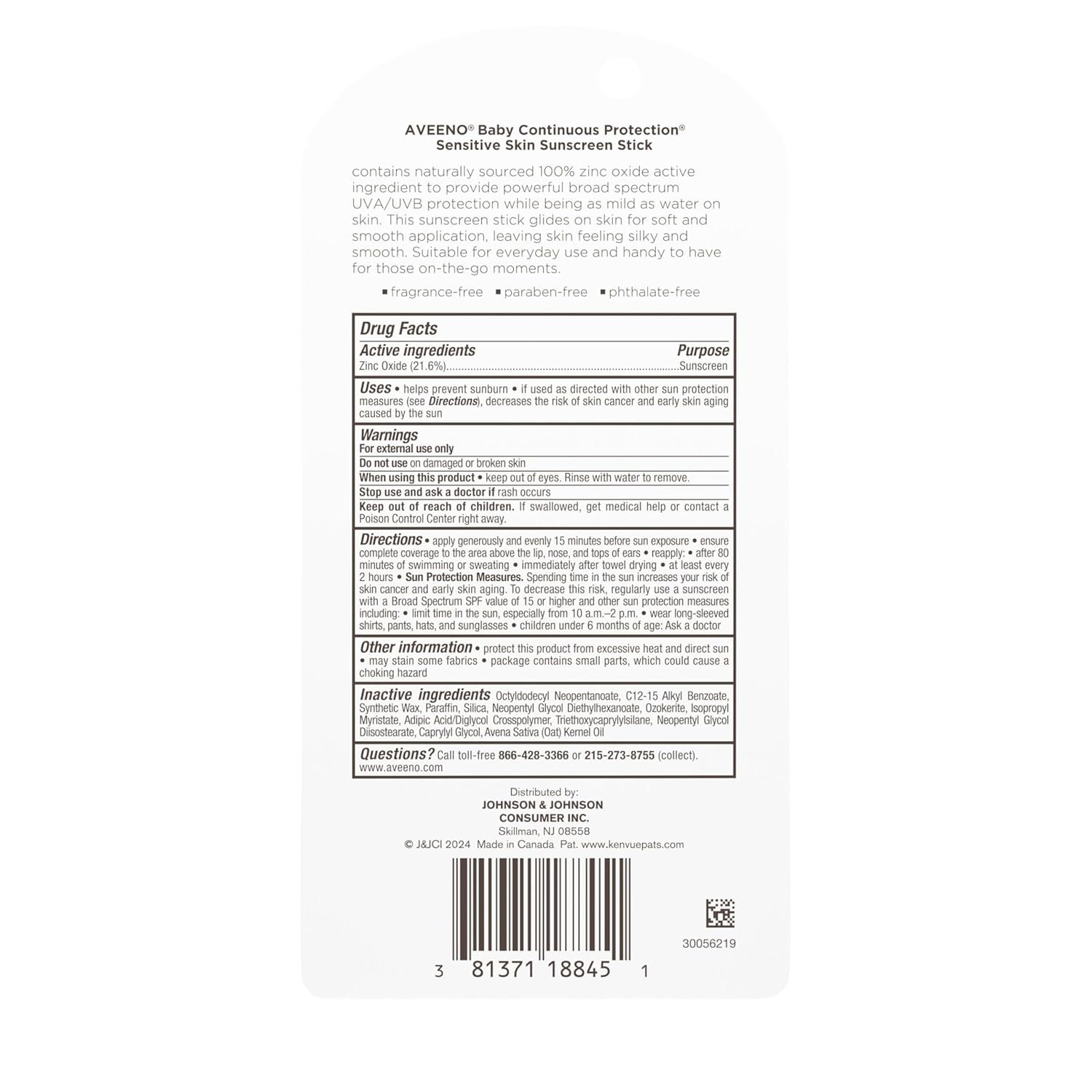 Aveeno Baby Continuous Protection Mineral Sunscreen Stick for Sensitive Skin – Gentle SPF 50 Sun Care for Infants and Toddlers at the Beach, Park, and Backyard Playdates