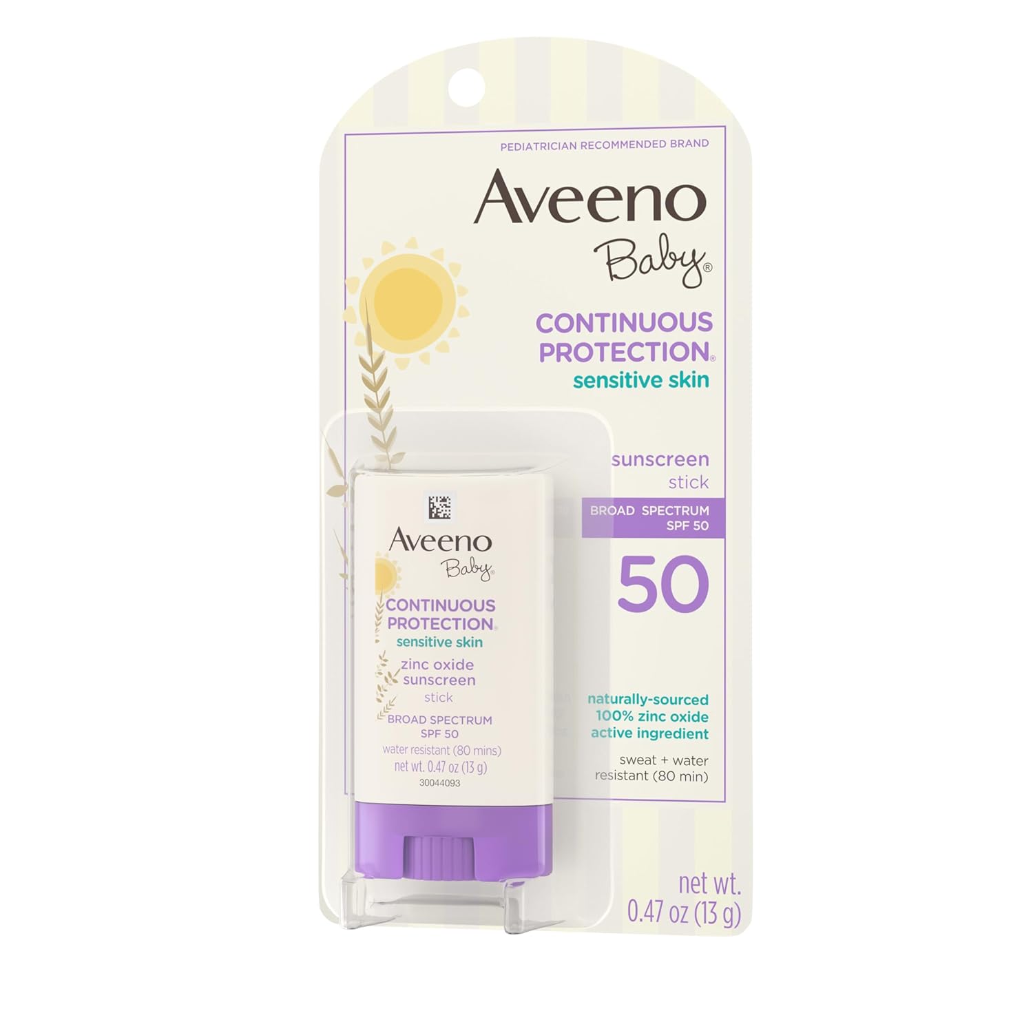 Aveeno Baby Continuous Protection Mineral Sunscreen Stick for Sensitive Skin – Gentle SPF 50 Sun Care for Infants and Toddlers at the Beach, Park, and Backyard Playdates