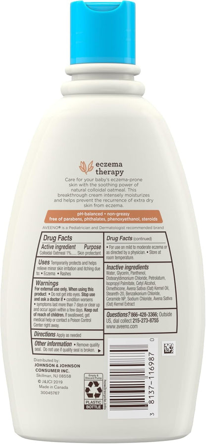 Aveeno Baby Eczema Therapy Cream – Pediatrician-Recommended Daily Moisturizer for Infant and Toddler Bath Routine