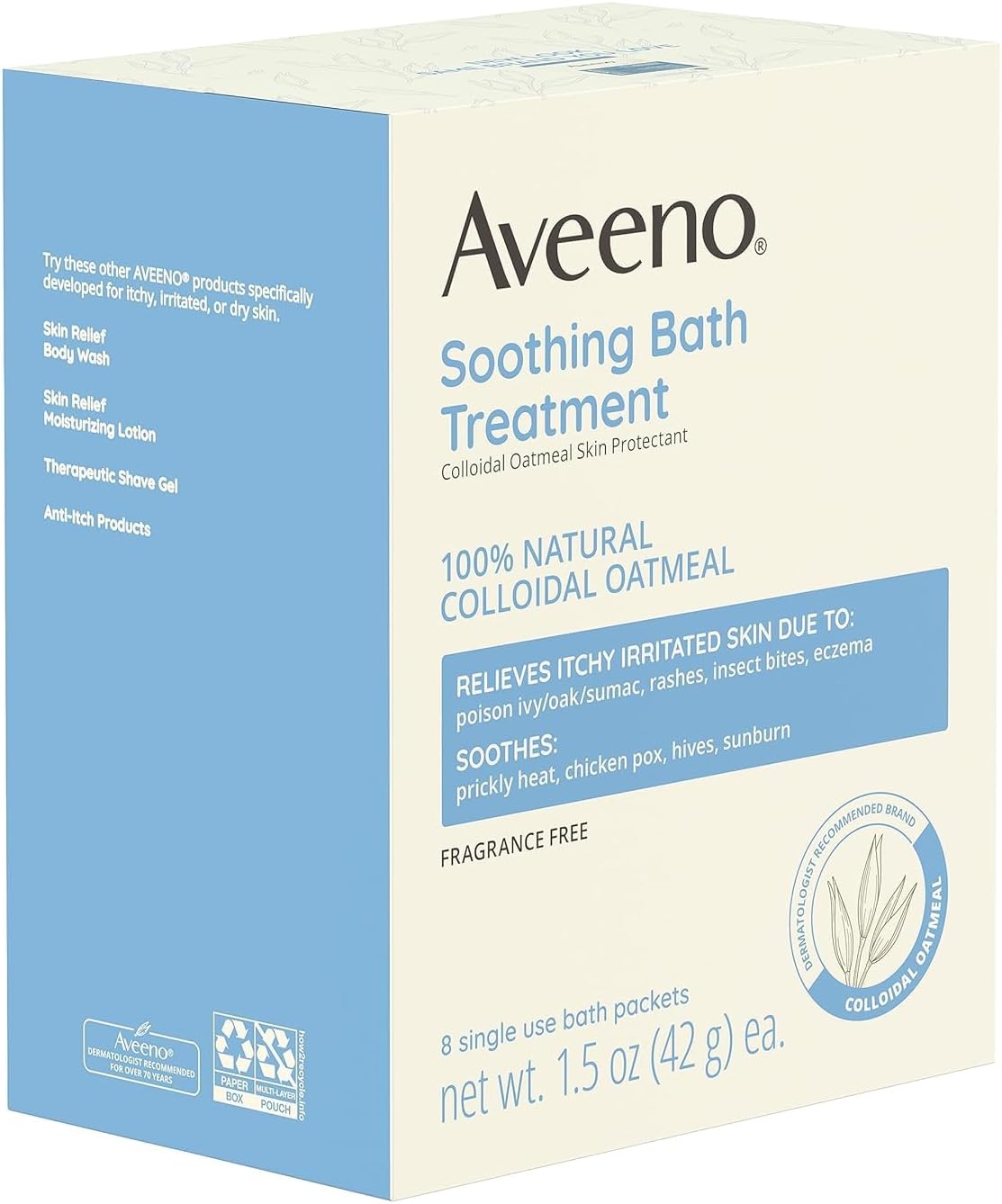 Aveeno Fragrance-Free Oatmeal Bath Treatment – Dermatologist-Recommended Soothing Soak for Skin Flare-Ups