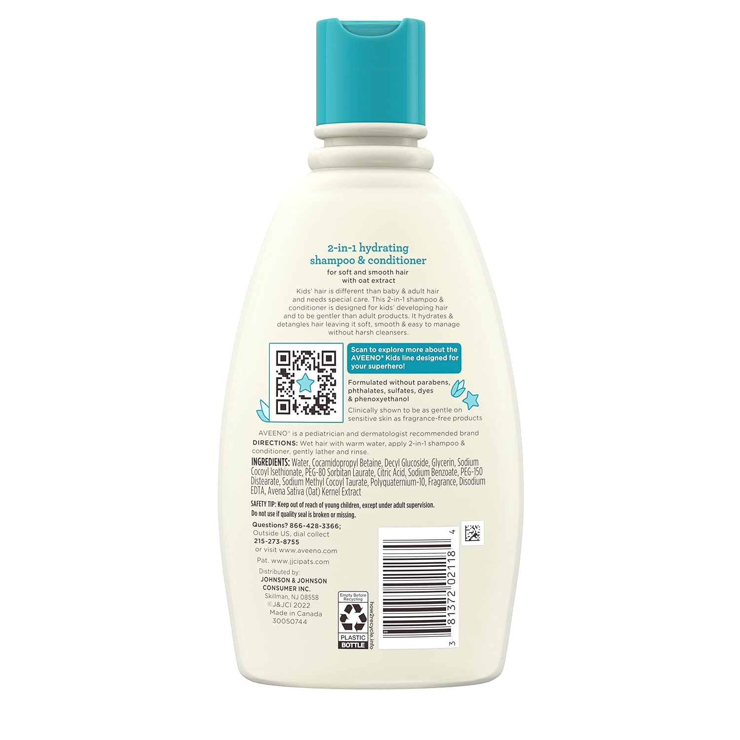 Aveeno Kids Gentle Hair Cleanser & Conditioner, Dermatologist-Tested Safe for Kids' Scalps