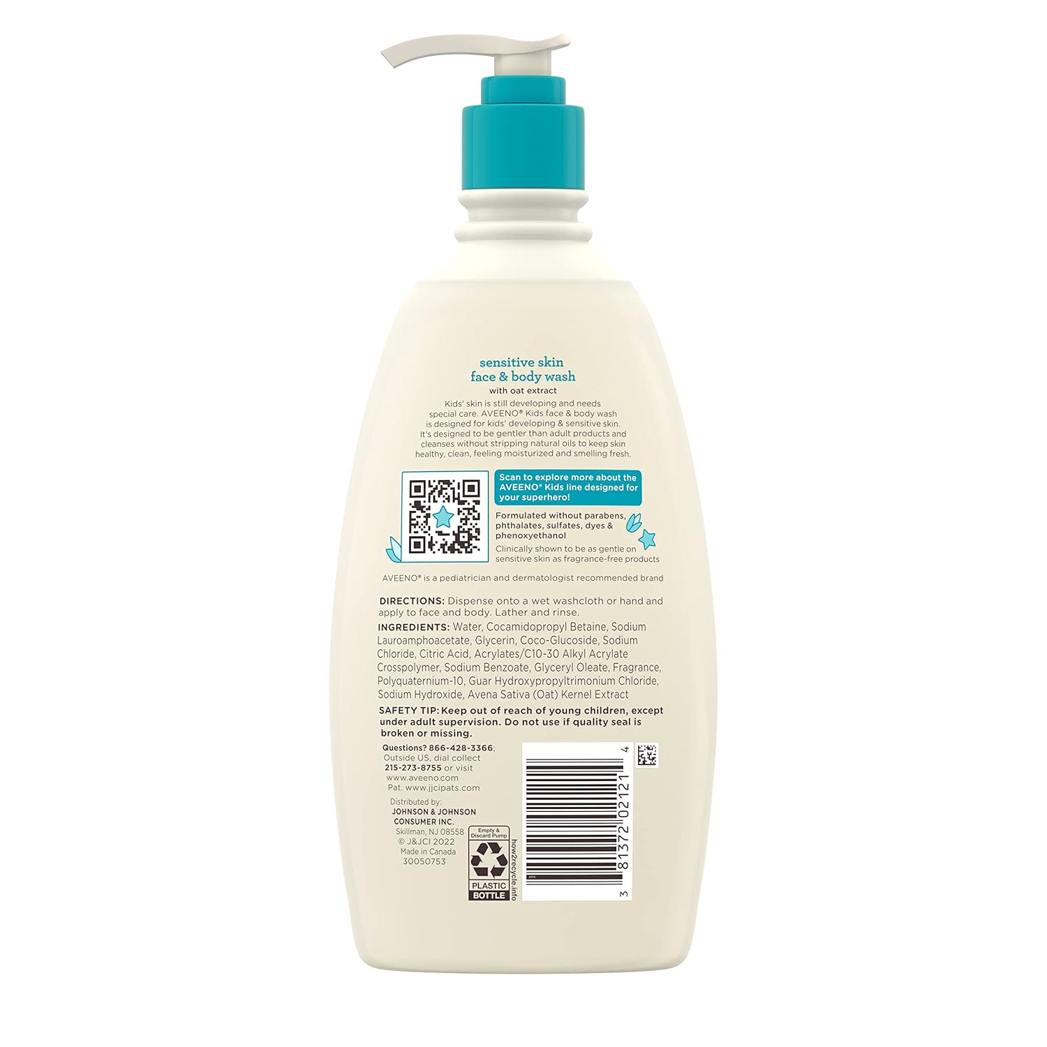 Aveeno Kids Tear-Free Wash – Soothing, Moisturizing Cleanser for Stress-Free Evening Bath Time Rituals