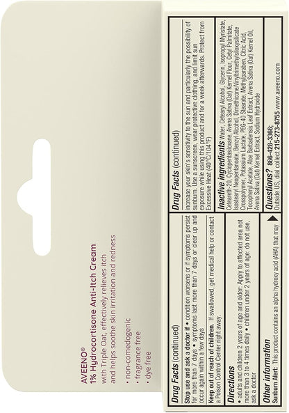 Aveeno Maximum Strength 1% Hydrocortisone Anti-Itch Cream – Soothing Psoriasis Flare-Up Care for Nightly Wind-Down Routine, 1 oz
