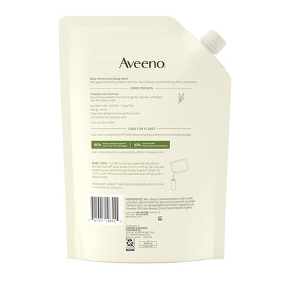 Aveeno Prebiotic Oat Wash – Simple, Plastic-Free Refill Pouch for Minimal Bathrooms