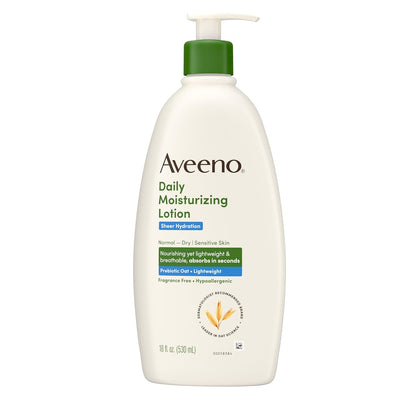 Aveeno Sheer Hydration Fragrance-Free Body Lotion with Prebiotic Oat – Thoughtful 48-Hour Moisturizer Gift for Mom with Sensitive or Dry Skin