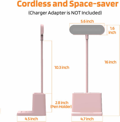 AXX Cute Desk Lamp Pink – Focus Home Office Light for Remote Work, Rechargeable LED Task Lamp for Small Desk
