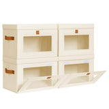 Homsorout Nursery Storage Organizer with Clear Window - Visible Toy and Blanket Storage for Playrooms, Beige Large