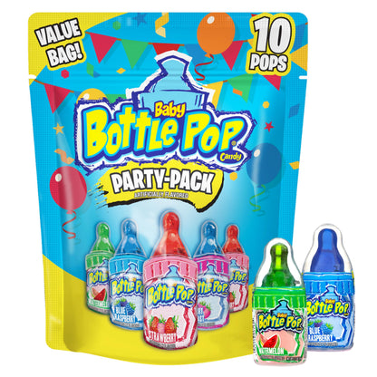 Baby Bottle Pop Easter Candy Lollipops Variety Pack - 10 Ct Bulk Lollipops with Dipping Powder, Full Size, Fun Hard Candy For Birthday Parties, Easter Basket Stuffers, Egg Fillers, Gifts for Kids